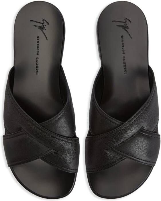 Giuseppe Zanotti Flavio leren slippers Zwart