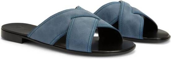 Giuseppe Zanotti Flavio suède slippers Blauw