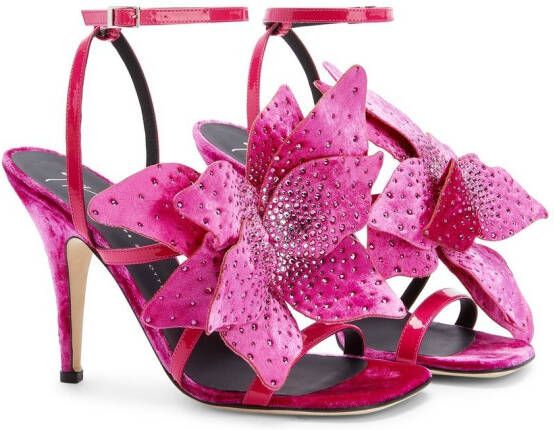 Giuseppe Zanotti Florant fluwelen sandalen Roze