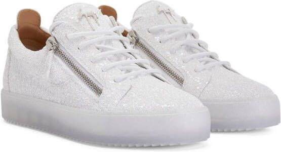 Giuseppe Zanotti Frankie sneakers met glitter Wit