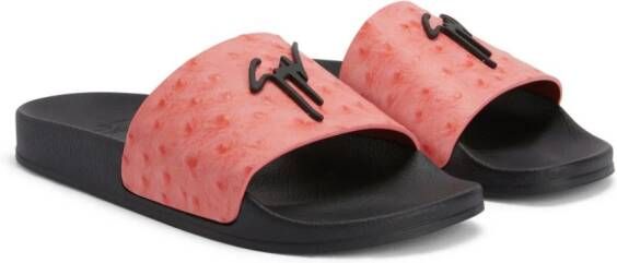 Giuseppe Zanotti Frankie slippers met logoplakkaat Rood