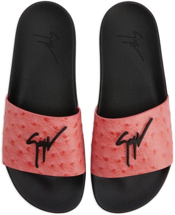 Giuseppe Zanotti Frankie slippers met logoplakkaat Rood