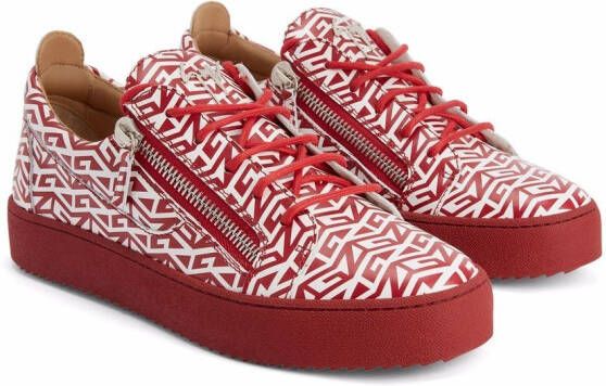 Giuseppe Zanotti Frankie sneakers met monogram Rood