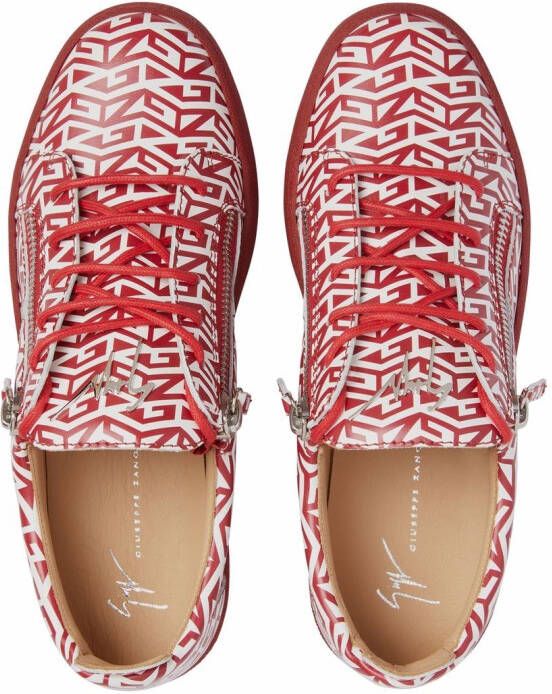 Giuseppe Zanotti Frankie sneakers met monogram Rood