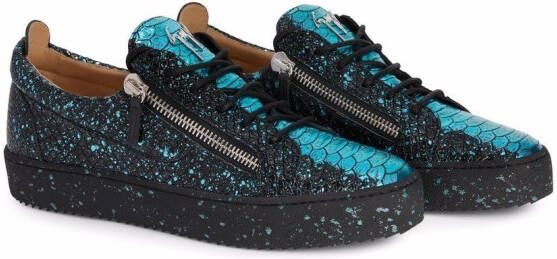 Giuseppe Zanotti Frankie sneakers met slangenhuid-effect Blauw