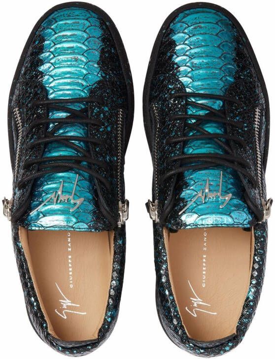 Giuseppe Zanotti Frankie sneakers met slangenhuid-effect Blauw