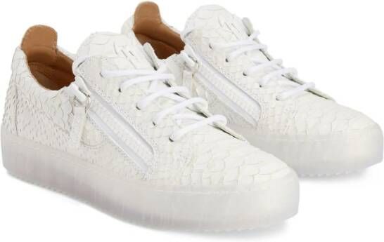 Giuseppe Zanotti Frankie sneakers met slangenhuid-effect Wit