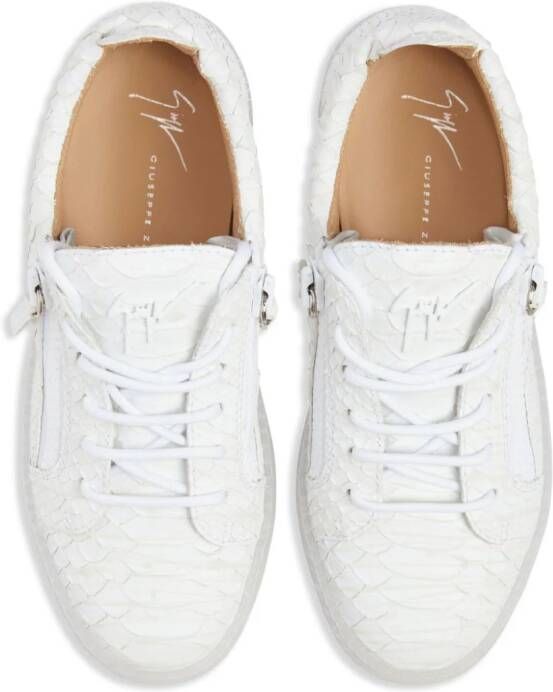 Giuseppe Zanotti Frankie sneakers met slangenhuid-effect Wit