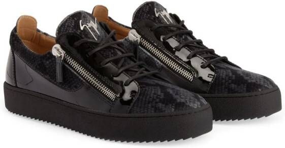 Giuseppe Zanotti Frankie sneakers met slangenhuid-print Zwart