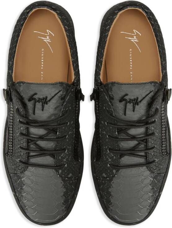 Giuseppe Zanotti Frankie sneakers met slangenleer-effect Zwart