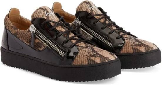 Giuseppe Zanotti Frankie sneakers met slangenprint Zwart