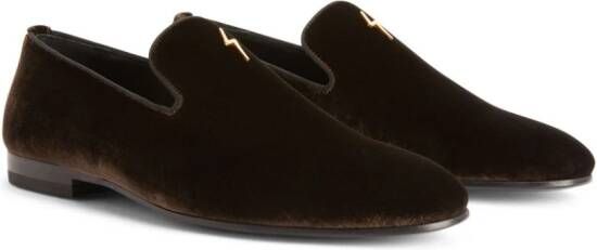 Giuseppe Zanotti G-Flash fluwelen loafers Bruin