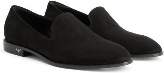 Giuseppe Zanotti Gancini suède loafers Zwart