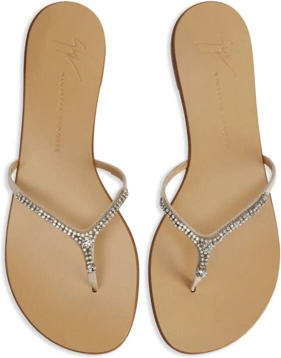 Giuseppe Zanotti Gentille leren teenslippers Beige