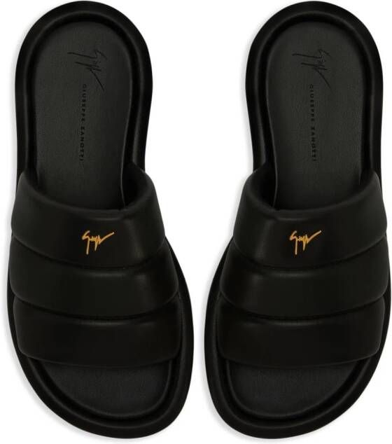 Giuseppe Zanotti Harmande leren slippers Zwart