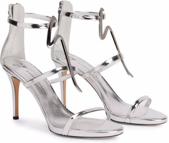 Giuseppe Zanotti Harmony G leren sandalen Zilver