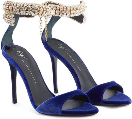 Giuseppe Zanotti Intriigo Bijoux fluwelen sandalen Paars