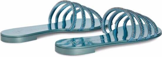 Giuseppe Zanotti Iride slippers verfraaid met kristallen Blauw