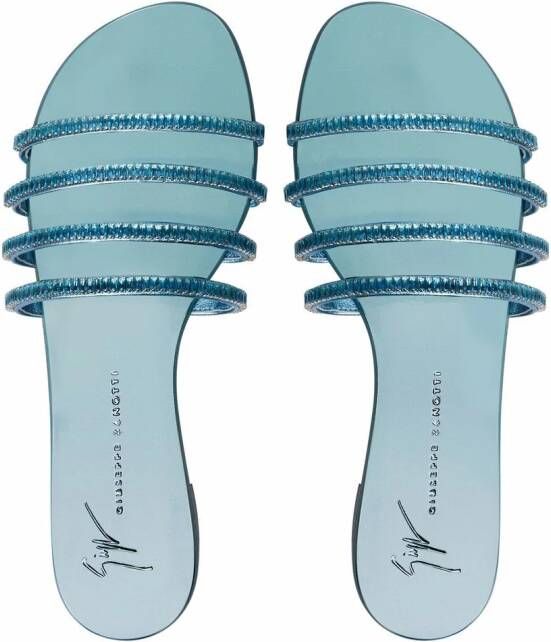 Giuseppe Zanotti Iride slippers verfraaid met kristallen Blauw