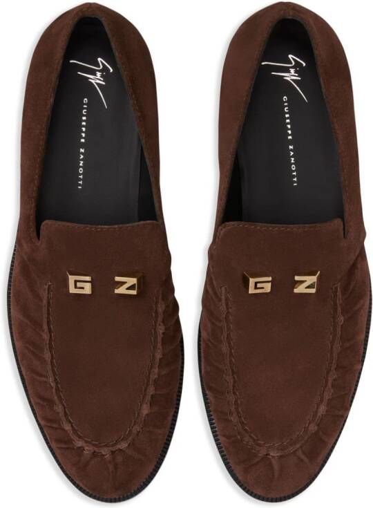 Giuseppe Zanotti Jareth fluwelen loafers Bruin