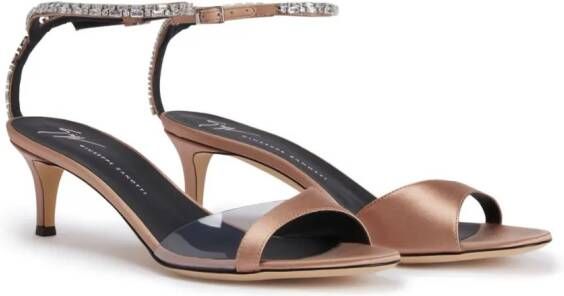 Giuseppe Zanotti Leeah Cystal satijnen sandalen Roze