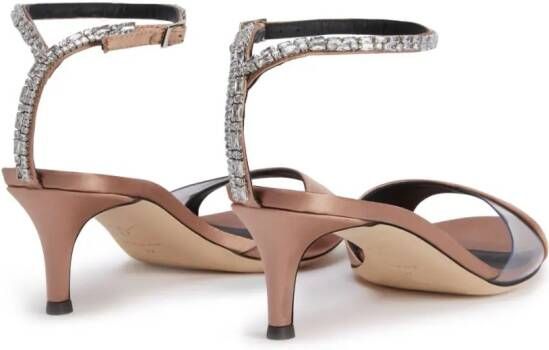 Giuseppe Zanotti Leeah Cystal satijnen sandalen Roze