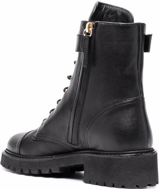 Giuseppe Zanotti Leren combat boots Zwart