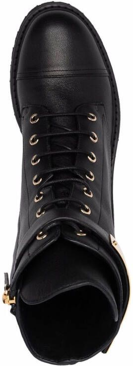 Giuseppe Zanotti Leren combat boots Zwart