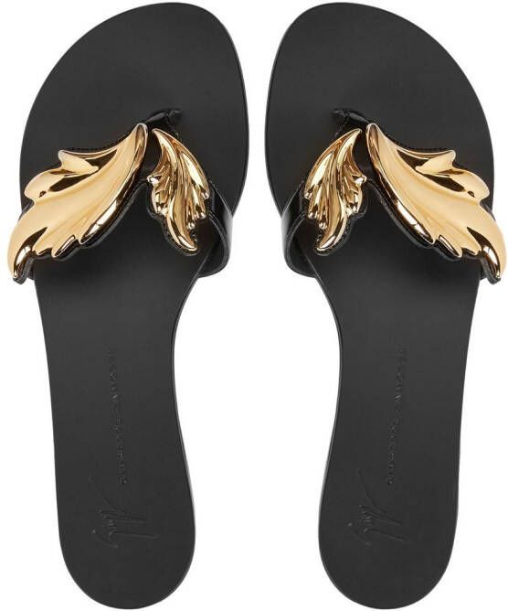 Giuseppe Zanotti Leren teenslippers Zwart