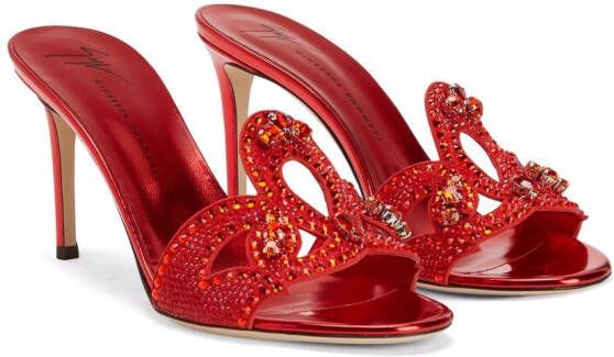 Giuseppe Zanotti Lili Borea verfraaide sandalen Rood