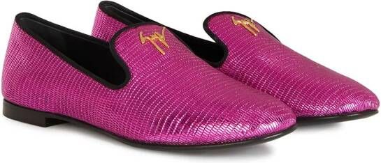 Giuseppe Zanotti Loafers met slangenhuid-effect Roze