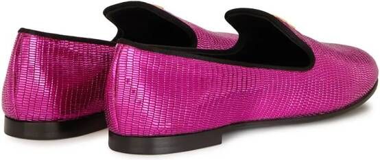 Giuseppe Zanotti Loafers met slangenhuid-effect Roze