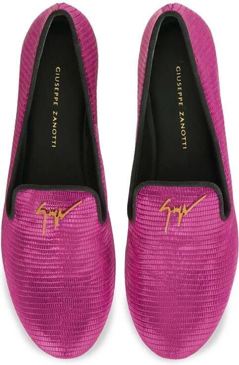 Giuseppe Zanotti Loafers met slangenhuid-effect Roze