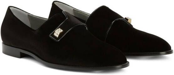 Giuseppe Zanotti Marty fluwelen loafers Zwart