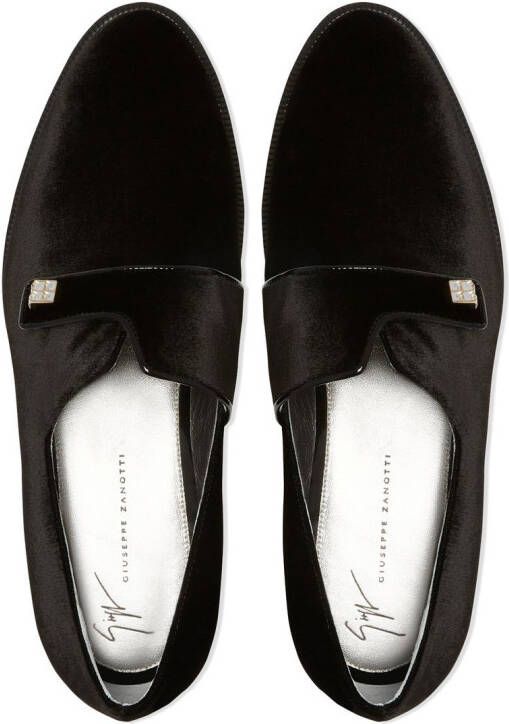 Giuseppe Zanotti Marty fluwelen loafers Zwart