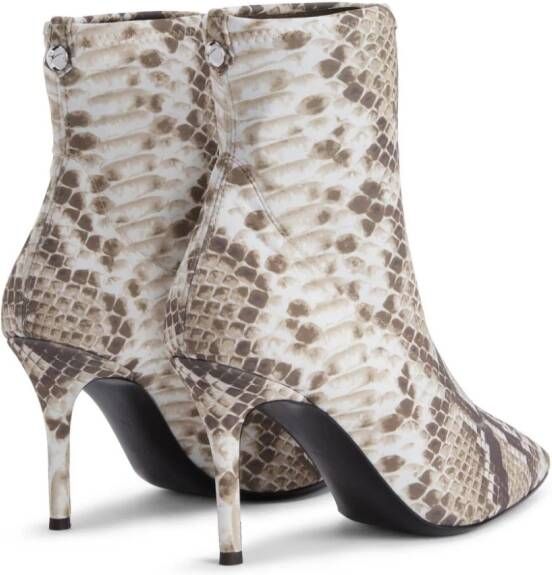 Giuseppe Zanotti Mirea 90mm laarzen met slangenleerprint Groen