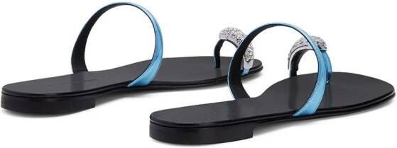 Giuseppe Zanotti Sandalen met kristallen teenring Blauw