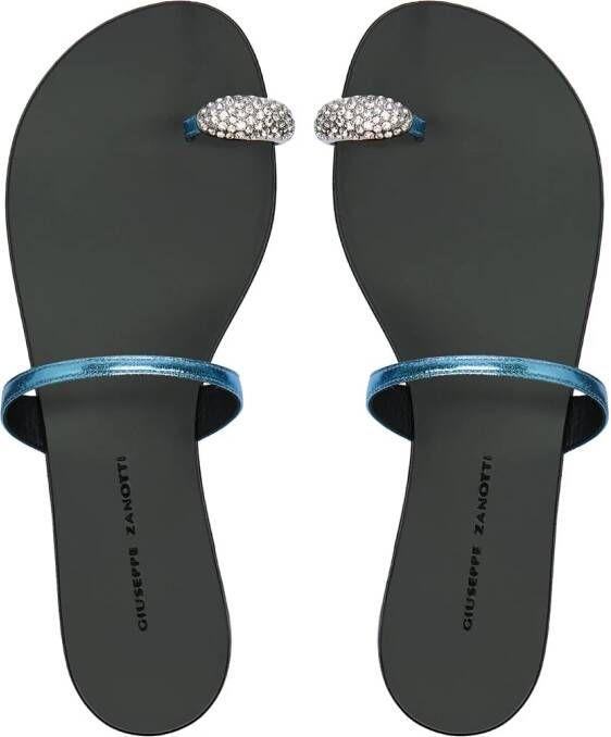 Giuseppe Zanotti Sandalen met kristallen teenring Blauw