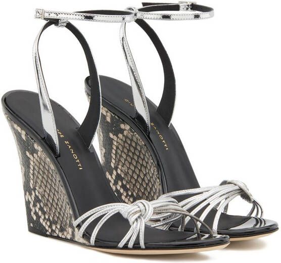 Giuseppe Zanotti Sandalen met slangenleer-effect Zilver