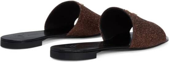 Giuseppe Zanotti Shirley slippers met glitter Bruin