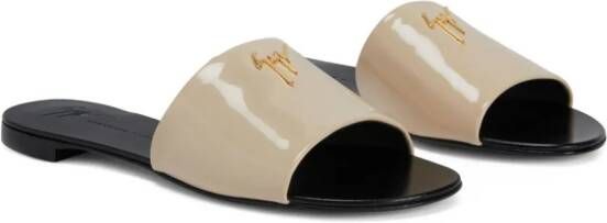 Giuseppe Zanotti Shirley leren slippers Beige