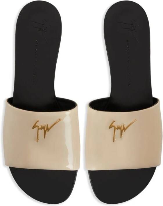 Giuseppe Zanotti Shirley leren slippers Beige