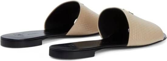 Giuseppe Zanotti Shirley slippers met geometrisch reliëf Beige