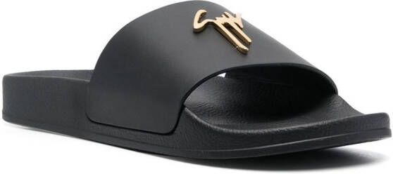 Giuseppe Zanotti Slippers met logo plakkaat Zwart