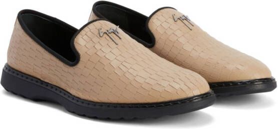 Giuseppe Zanotti Loafers met slangenleer-effect Beige