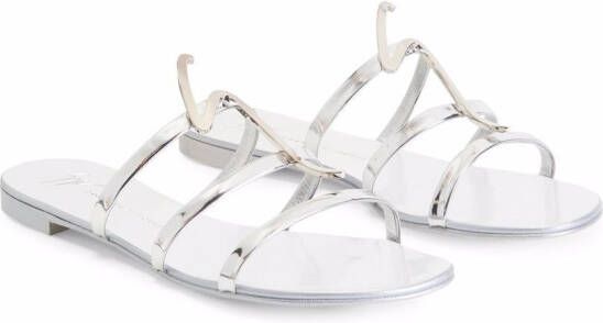 Giuseppe Zanotti Syrma sandalen met G bandje Zilver