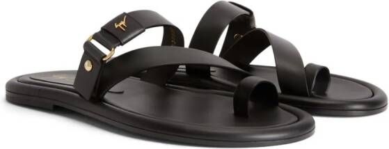 Giuseppe Zanotti Tanguy leren slippers Zwart