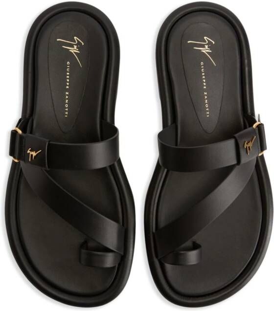 Giuseppe Zanotti Tanguy leren slippers Zwart