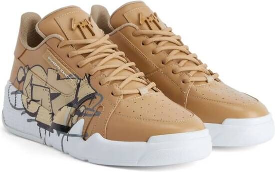 Giuseppe Zanotti Talon leren sneakers Beige