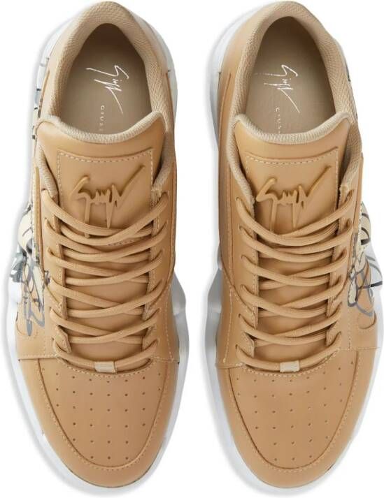 Giuseppe Zanotti Talon leren sneakers Beige